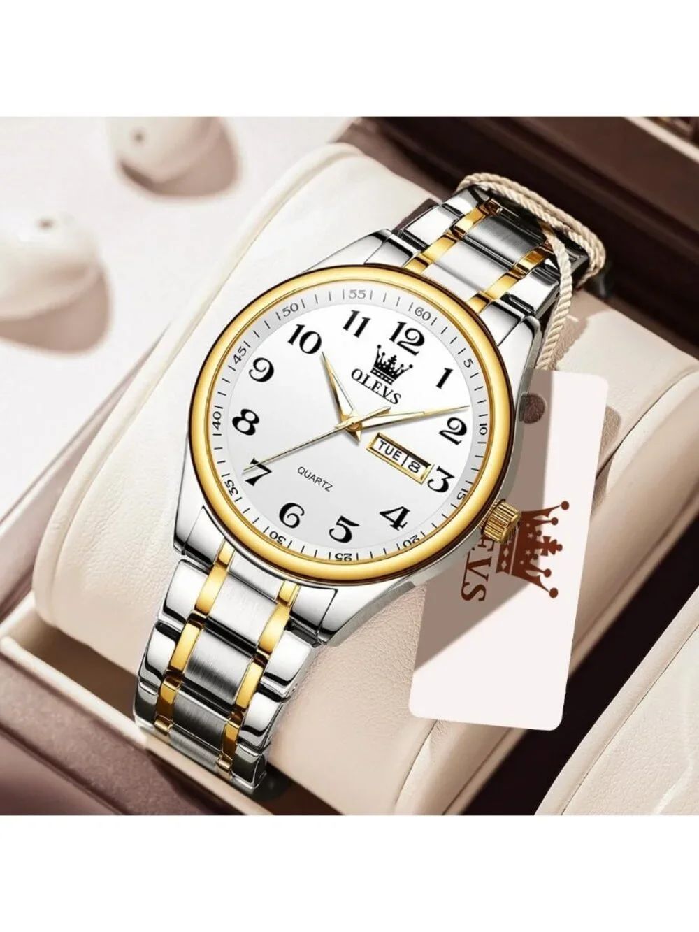 Men's Silver And Gold Stainless Steel Analog Quartz Classic Waterproof Watch